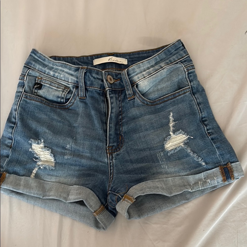 Kaachi & Co. Blue Jean Shorts Distressed High-Waisted
